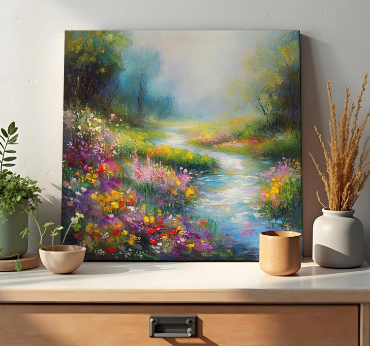 Forest river  landscape canvas - TenStickers