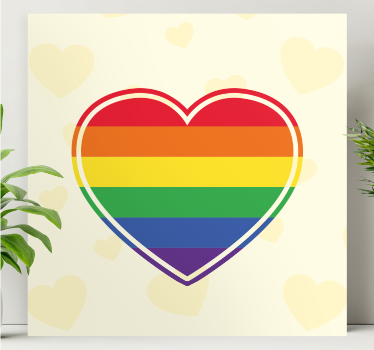 Gay pride flat  heart shape home canvas prints - TenStickers