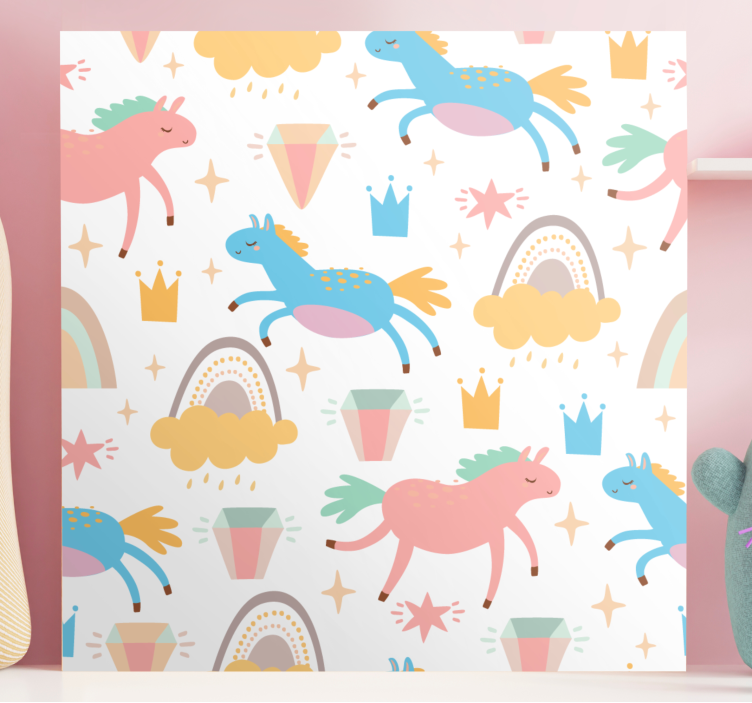 Horse wall art colorful unicorns running - TenStickers
