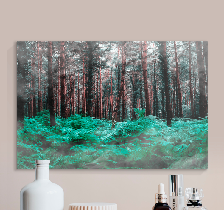 Lush green ferns flowers canvas - TenStickers