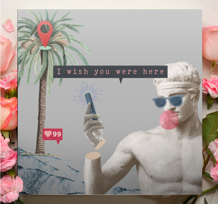 You wish you were here quote canvas - TenStickers