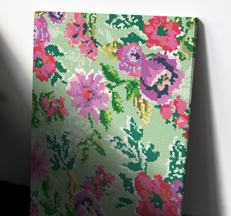 Mosaic Floral Pattern flower canvas - TenStickers