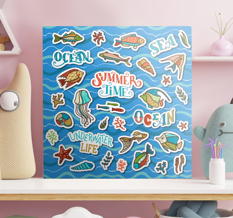 Ocean Sticker Collage kids canvas - TenStickers