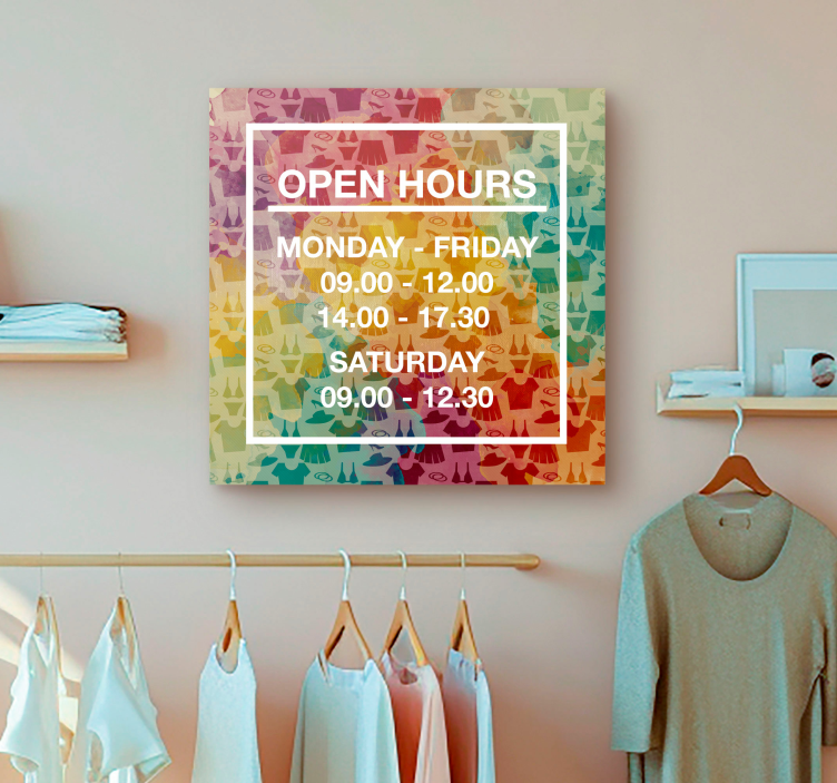 "opening hours" customized canvas print - TenStickers