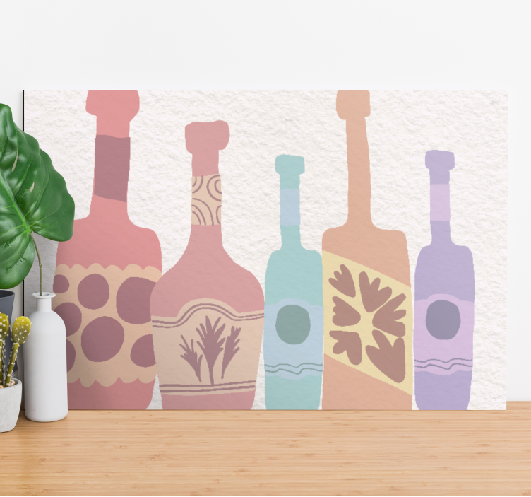Ornamental canvas print of vibrant bottle silhouettes - TenStickers