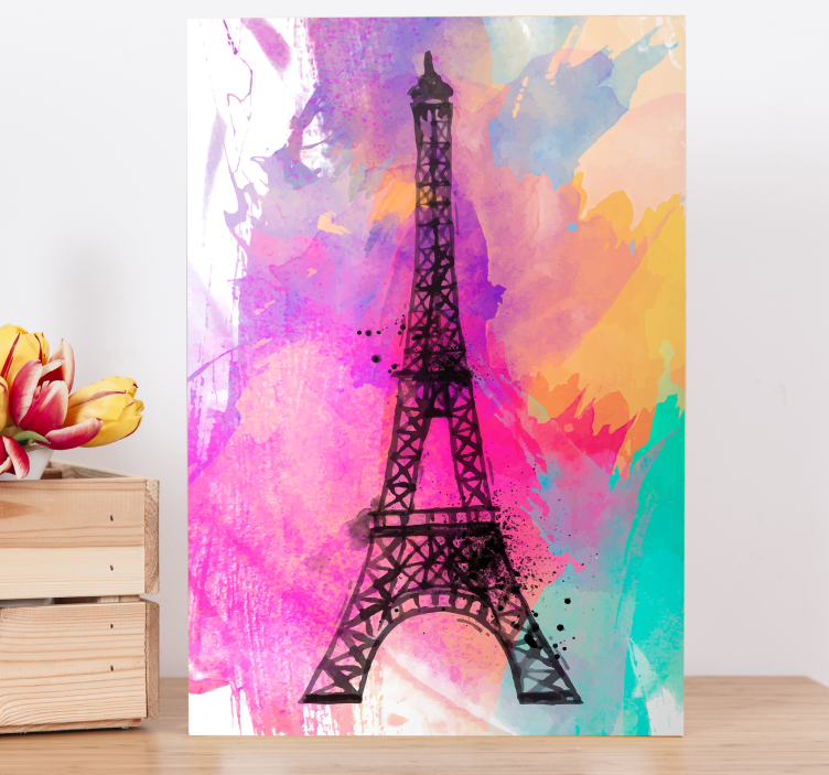 Paris Eiffel tower colorful city canvas prints - TenStickers