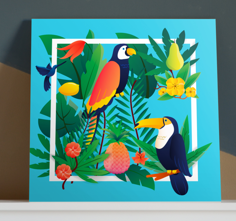 Tropical birds with fruits bird canvas art - TenStickers
