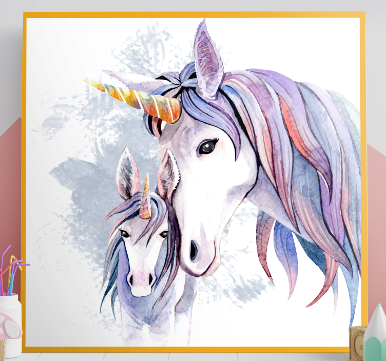 Mother and daughter unicorn wall print - TenStickers