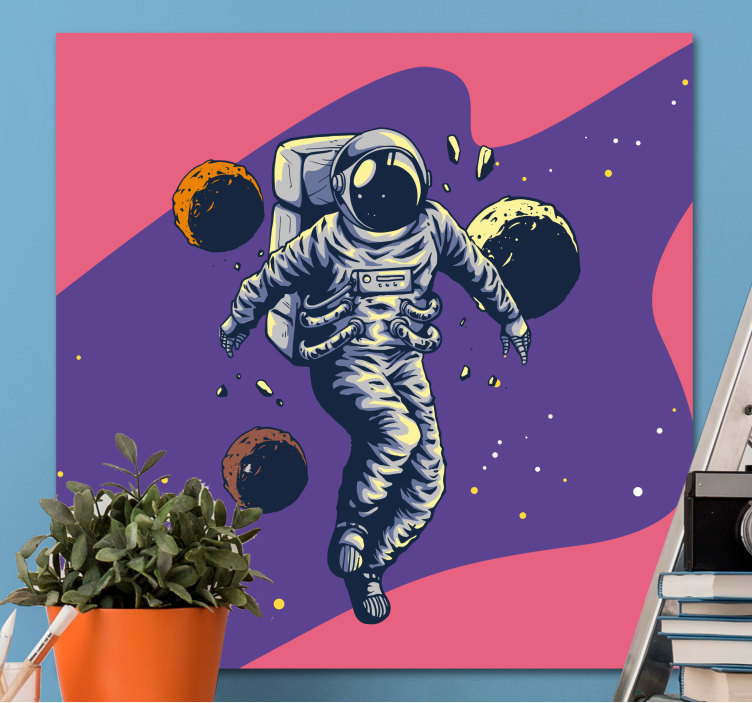 Video game framed wall art cosmonaut in the cosmos - TenStickers