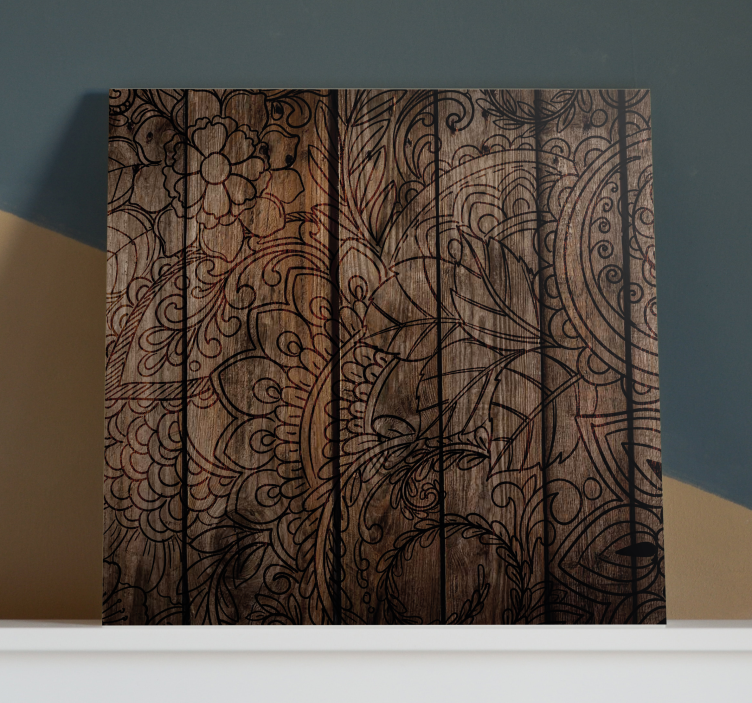 Wood Effect mandala canvas wall art - TenStickers