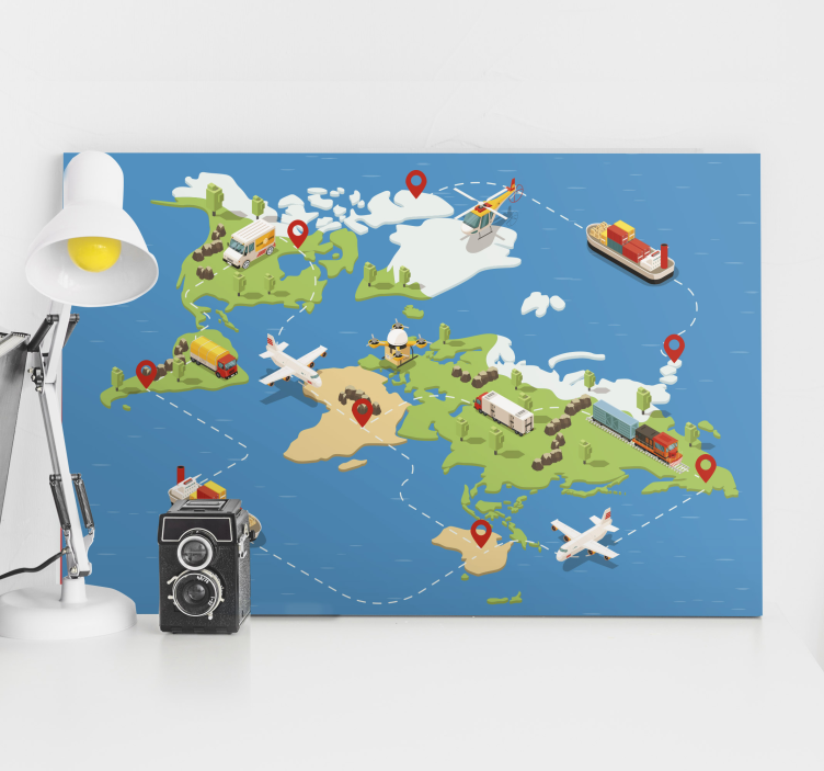 World map wall art travel route map decor - TenStickers