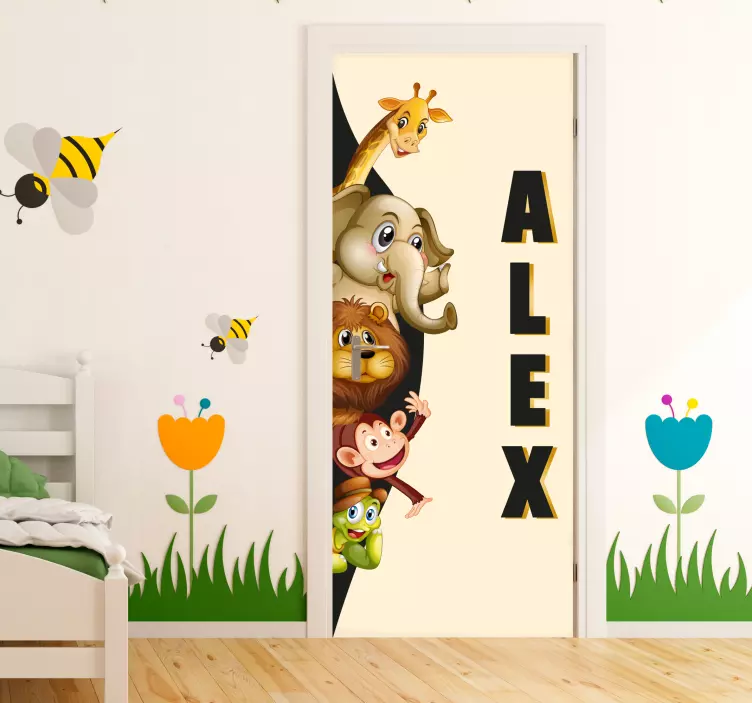 3D Cute animals door sticker - TenStickers