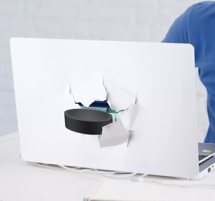 3D Effect Hockey Laptop Sticker - TenStickers