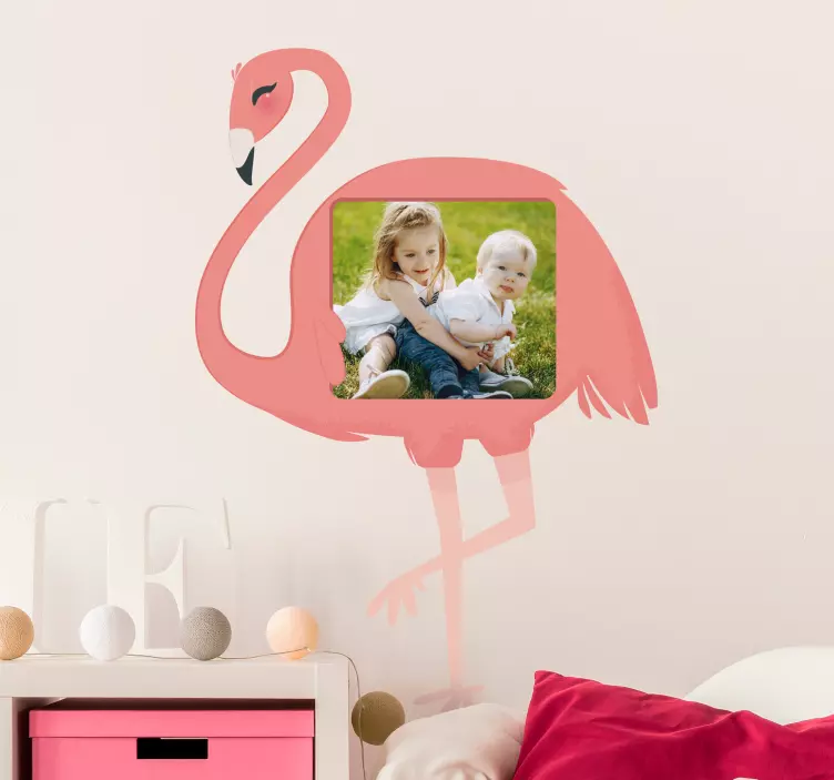 Flamingo Photo Customisable Sticker - TenStickers
