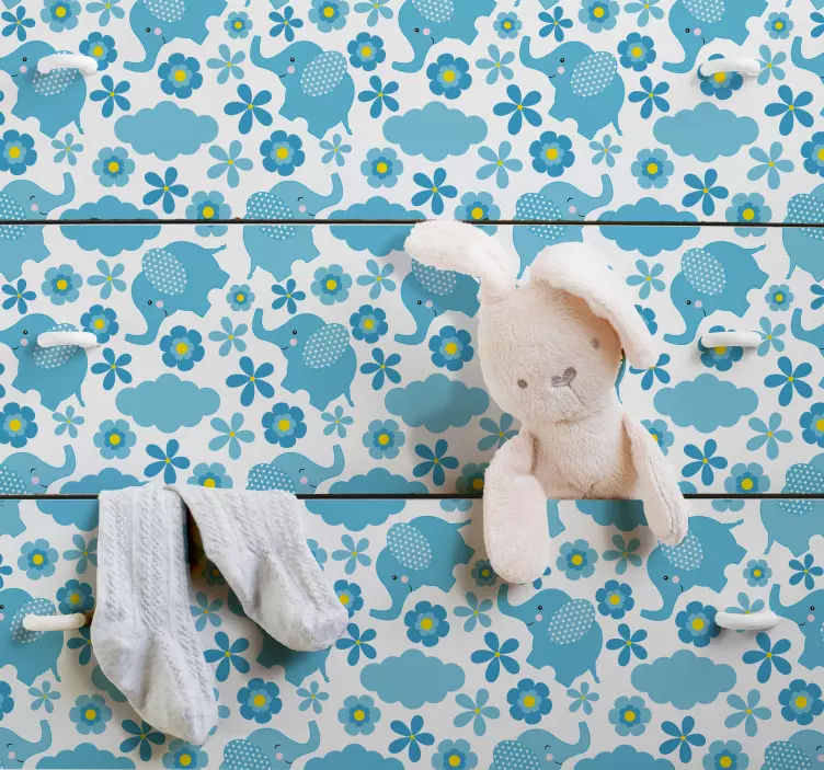 Floral Elephant Pattern wallpaper - TenStickers