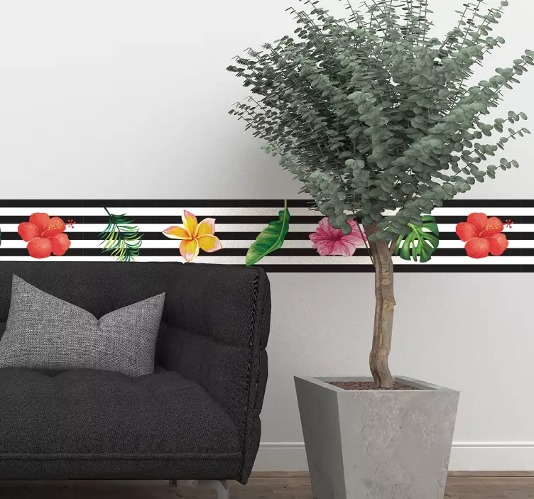Jungle print flower wall sticker - TenStickers