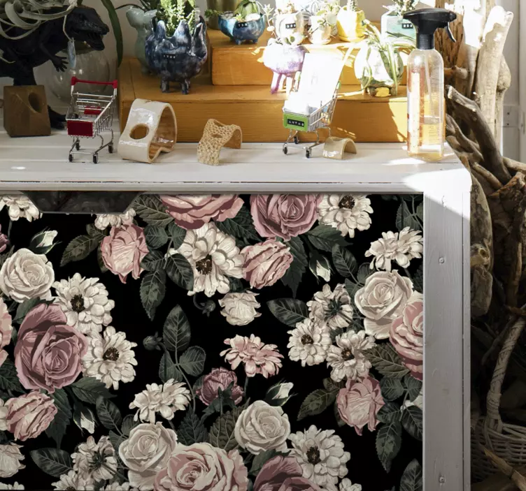 Pattern of big roses furniture sticker - TenStickers