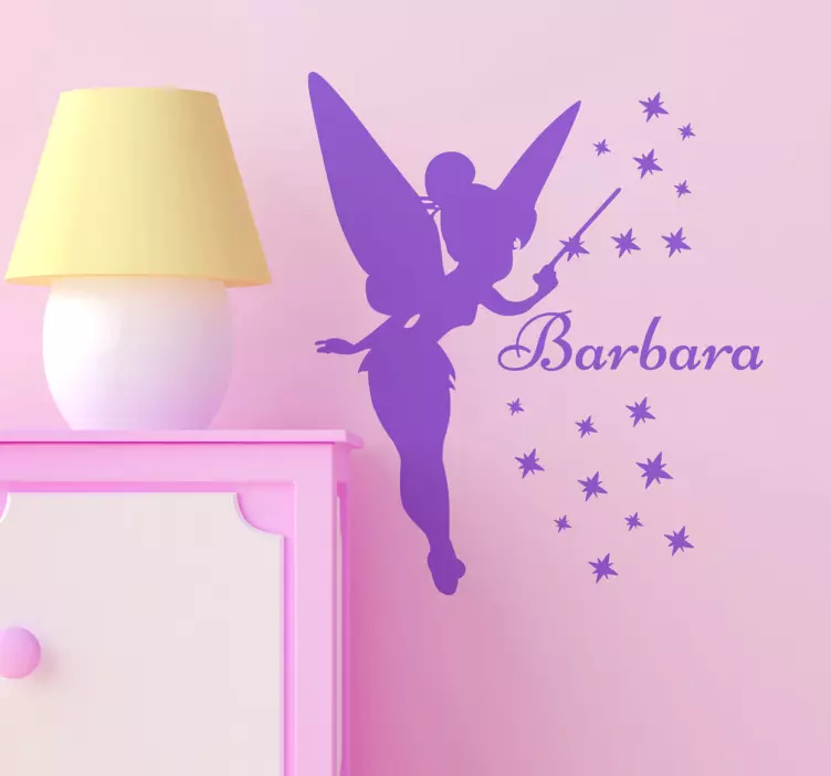 Custom tinker bell silhouette fairy wall sticker - TenStickers