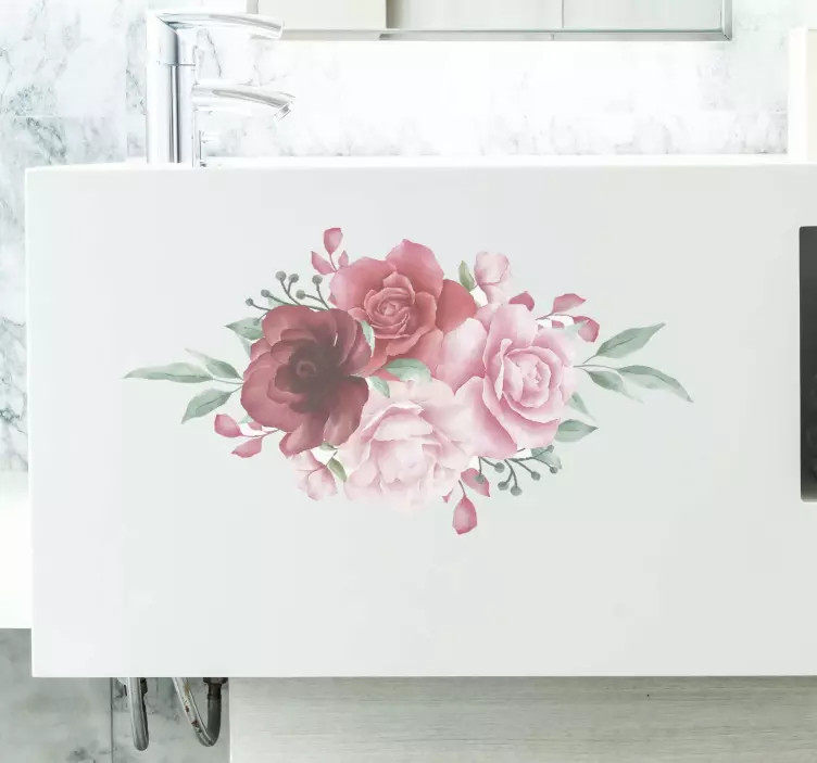 Red and pink roses watercolor wall decal - TenStickers