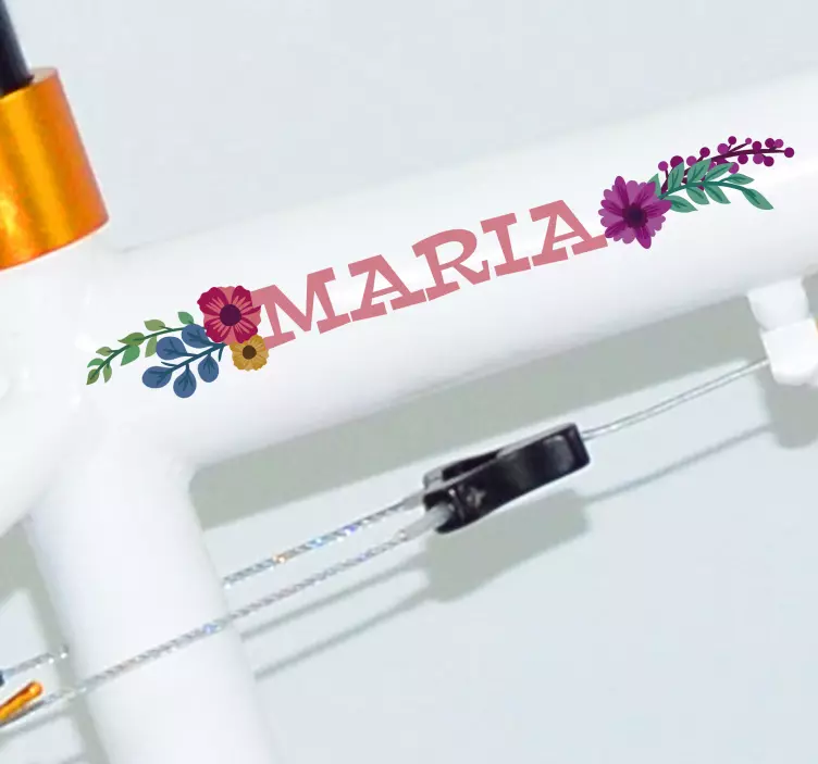 Flower customisable name bike sticker - TenStickers