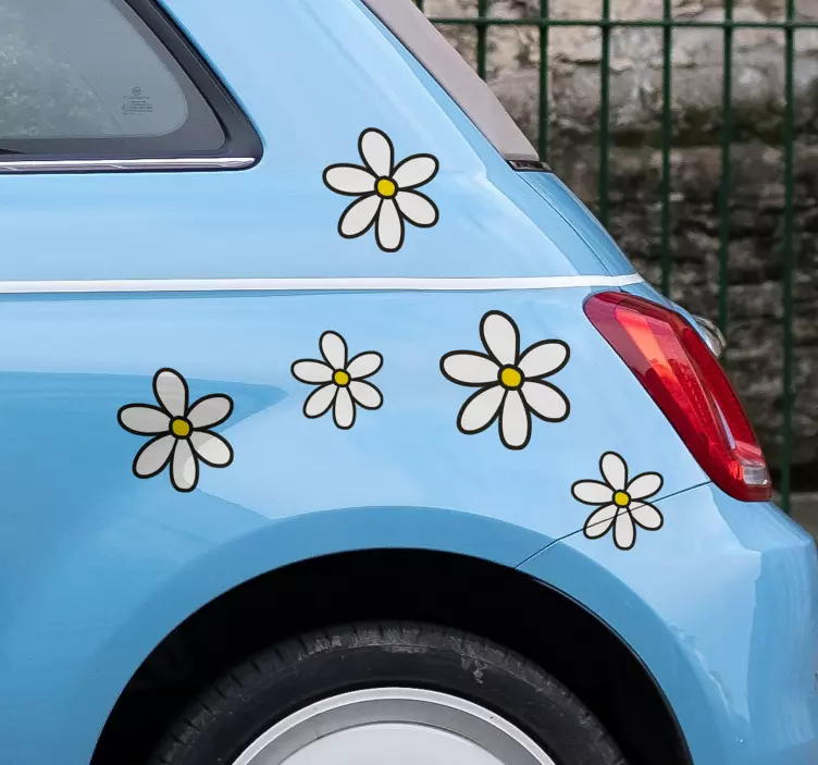 White daisy flower car sticker - TenStickers