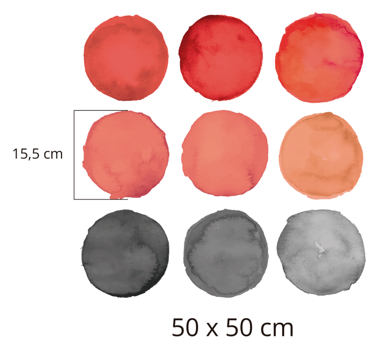 gray circles and pantone coral wall decal - TenStickers