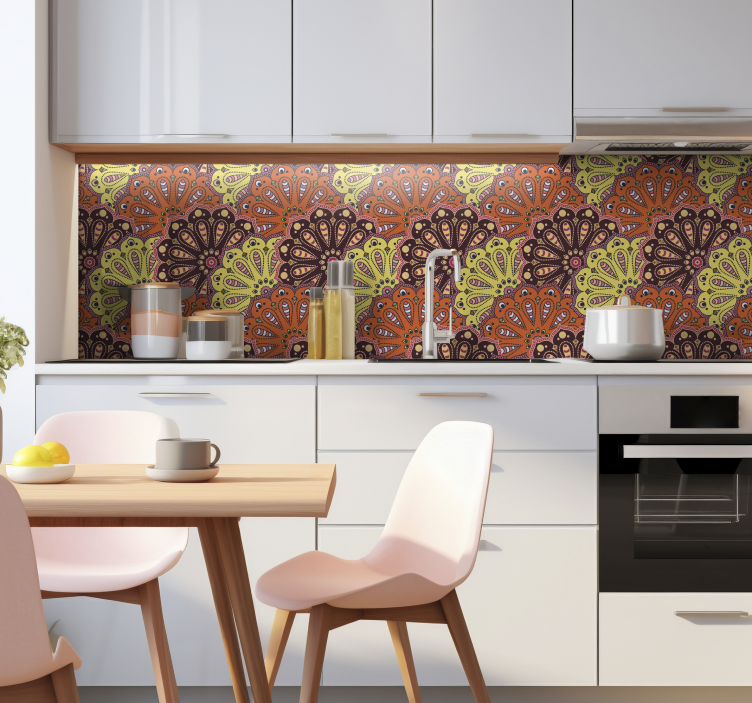 abstract mandala kitchen wall sticker - TenStickers