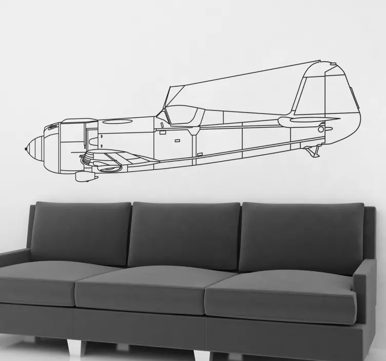 Airplane Outline Wall Sticker - TenStickers
