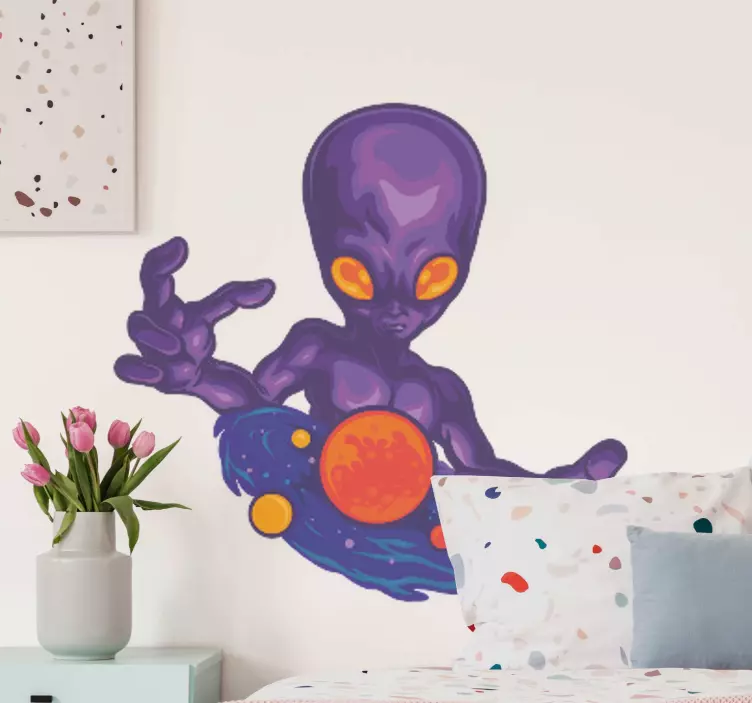 Alien and its universe space wall sticker - TenStickers