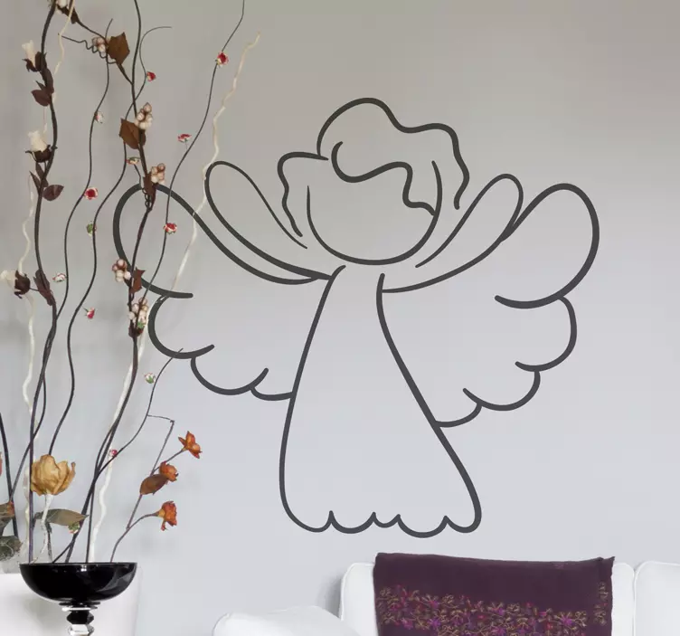 Angel Outline Decorative Decal - TenStickers