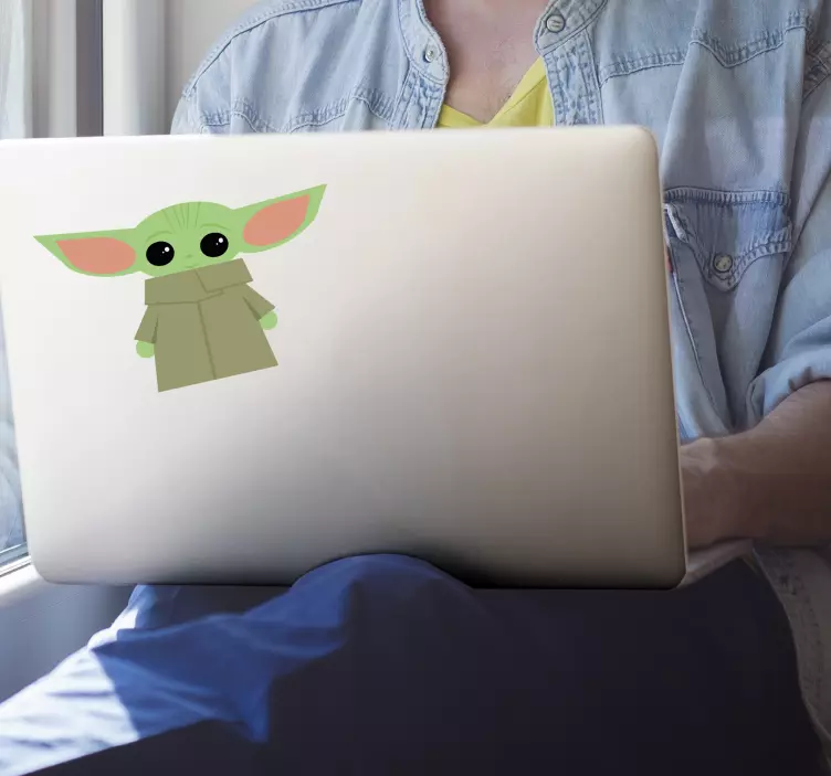 Cute baby yoda laptop sticker - TenStickers