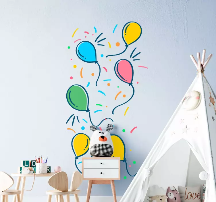Balloon with confetti toy decal - TenStickers