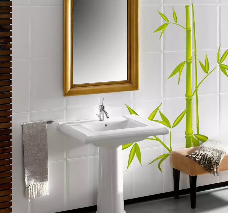 Bamboo Tree Bathroom Sticker - TenStickers