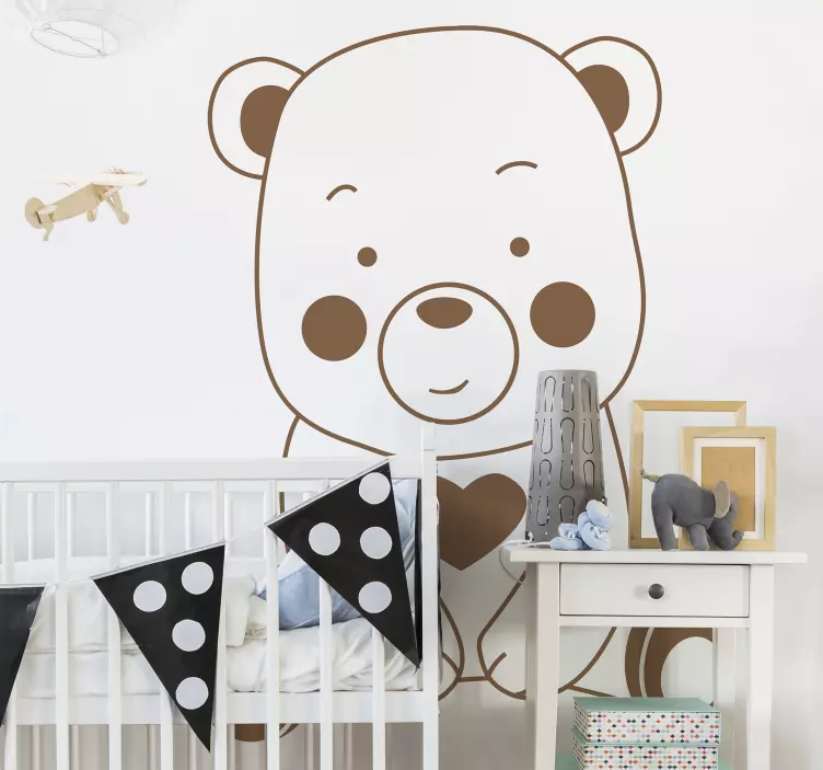 Bear and heart wall sticker - TenStickers