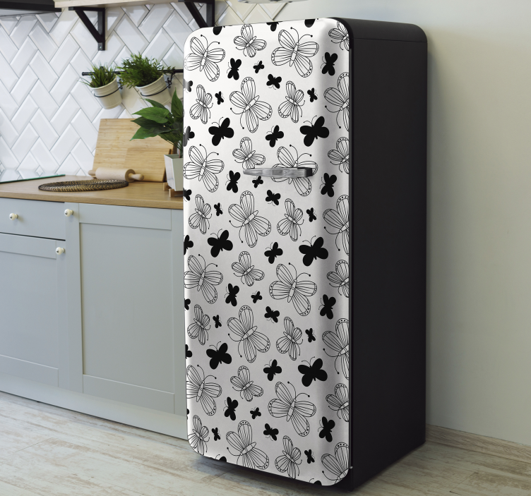 Black and white butterflies fridge decal - TenStickers