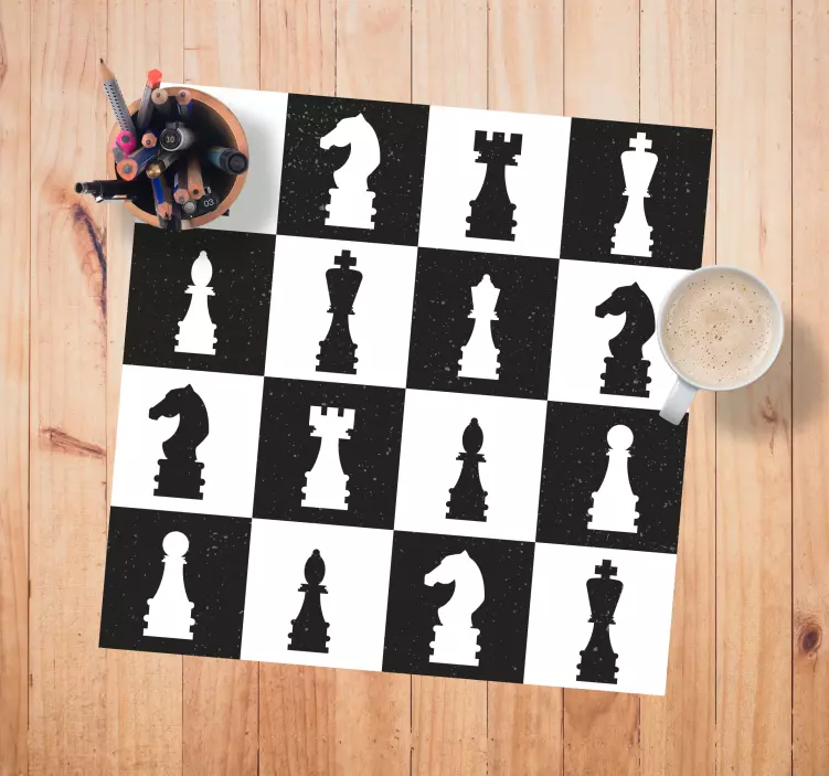 Black and white chess design board game sticker - TenStickers