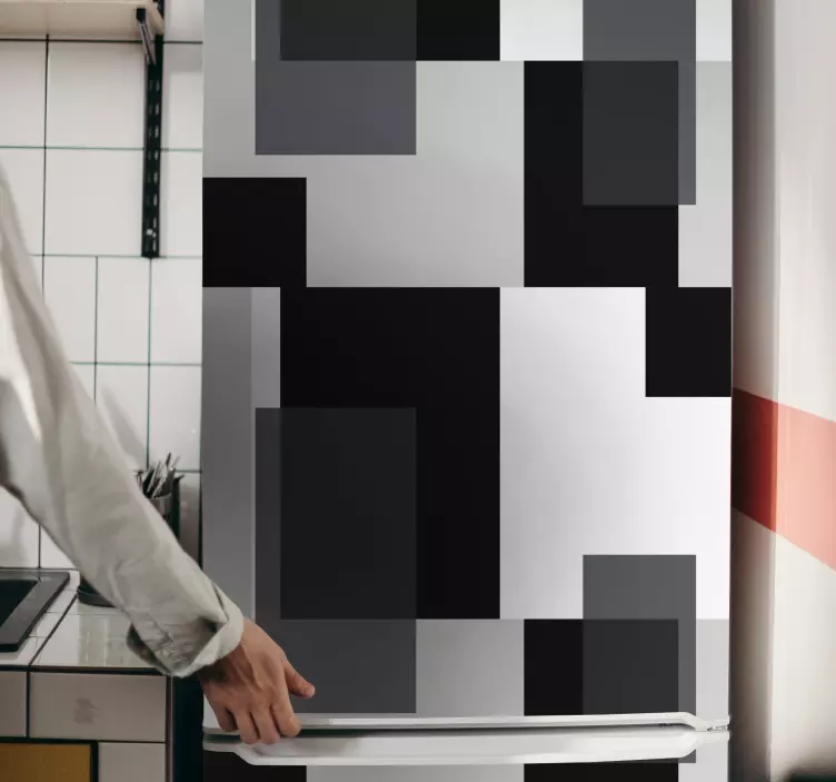 Black and white color blocks fridge decal - TenStickers