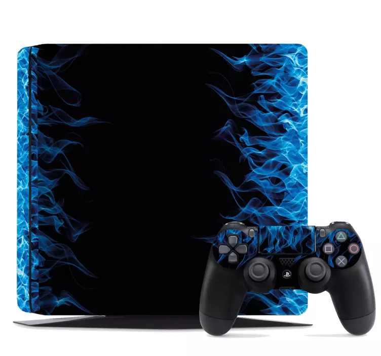 Blazing blue fire flames graphic ps4 skin - TenStickers