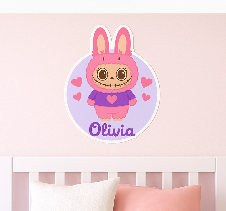 Bunny monster with name sticker illustration - TenStickers