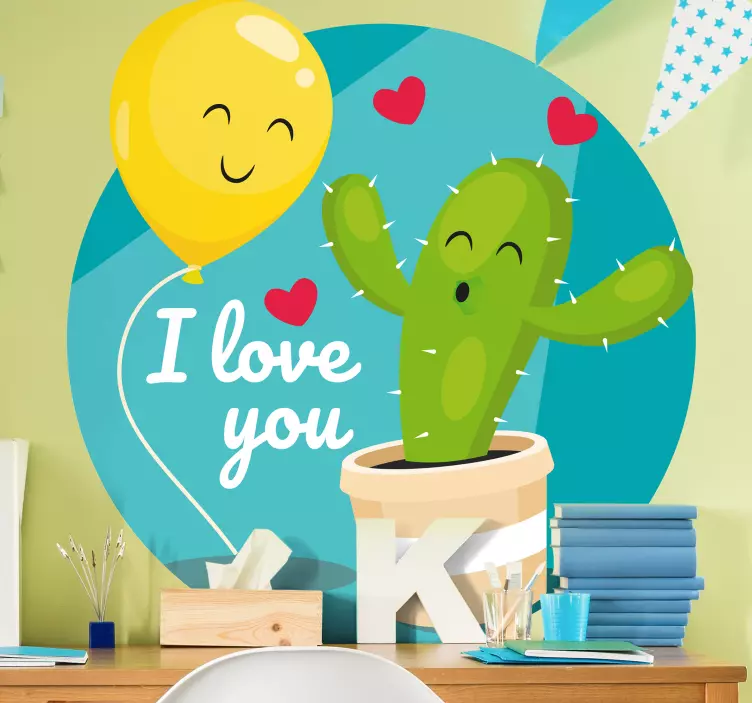Cactus balloon illustration sticker - TenStickers