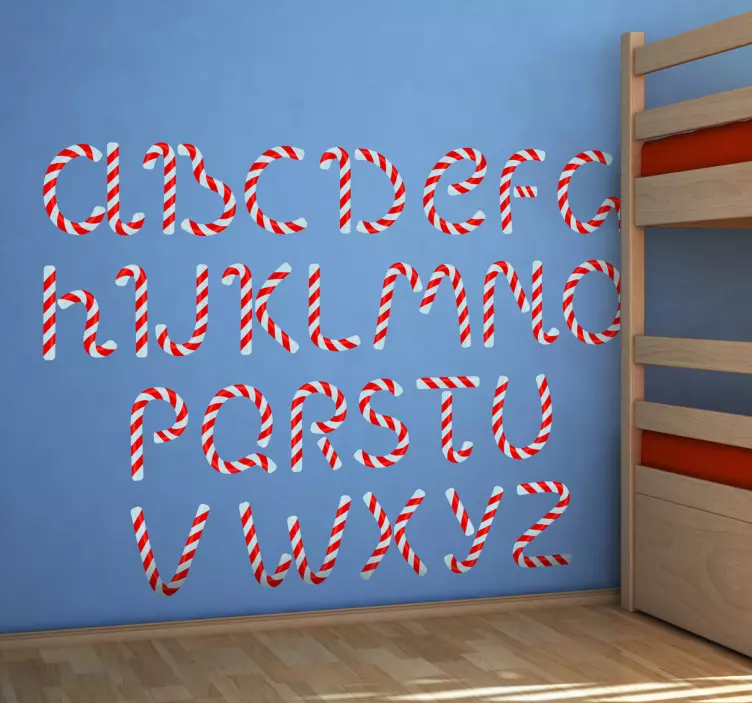 Candy Cane Alphabet Sticker - TenStickers