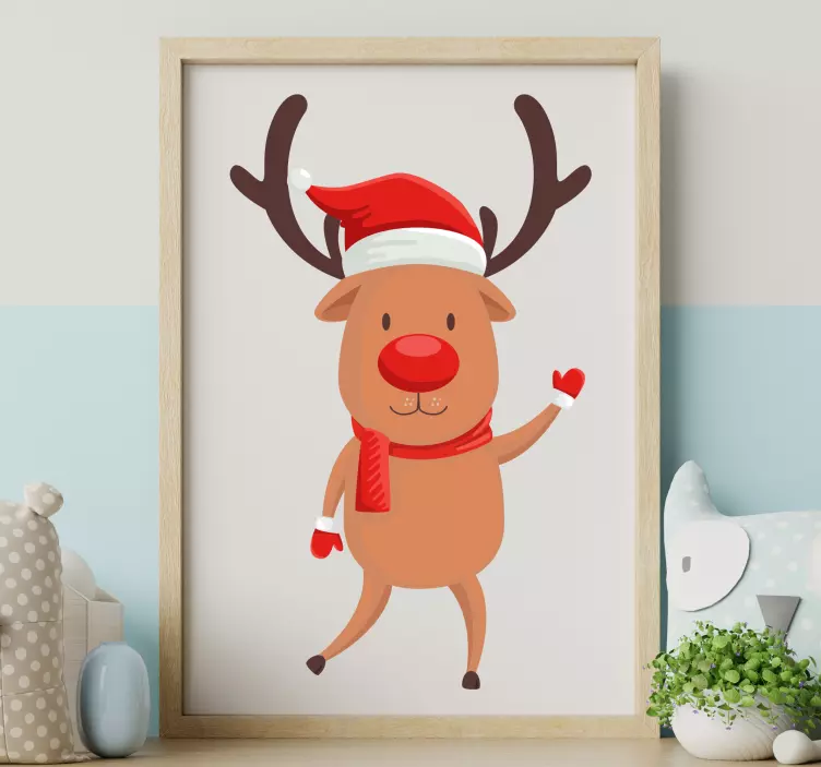 Cartoon Reindeer christmas decal - TenStickers