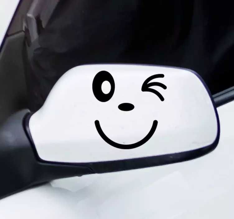 Cartoon Winky Face Car Sticker - TenStickers
