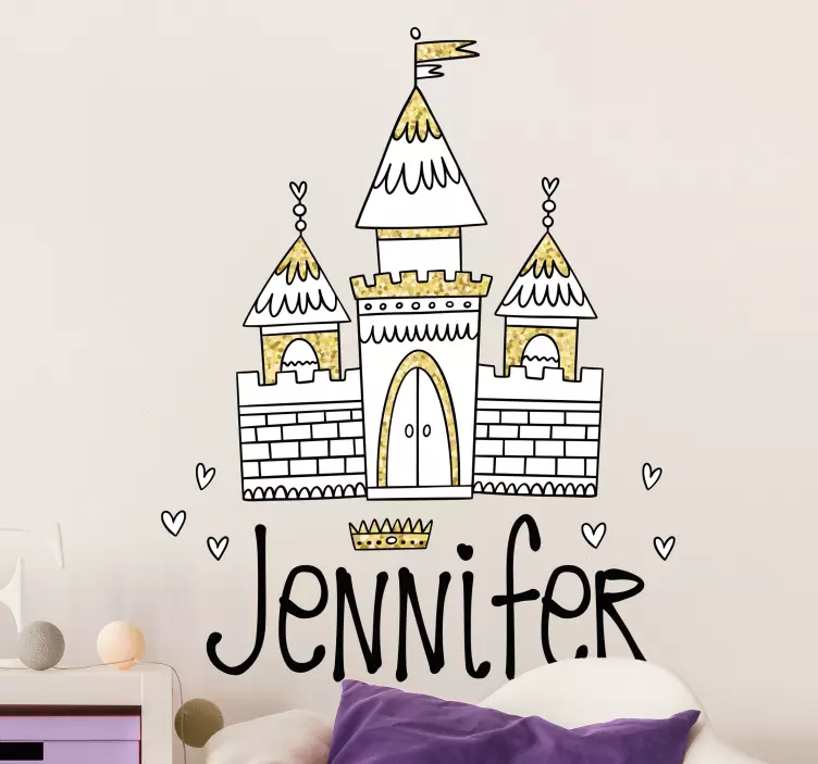 Castle princess, own name fairy tale sticker - TenStickers