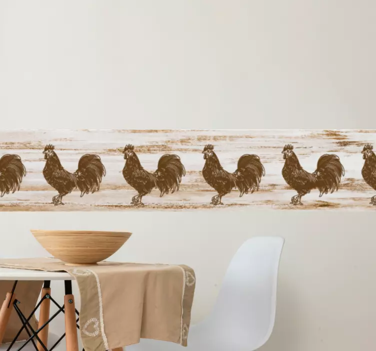 Chic Rooster Pattern wall border sticker - TenStickers