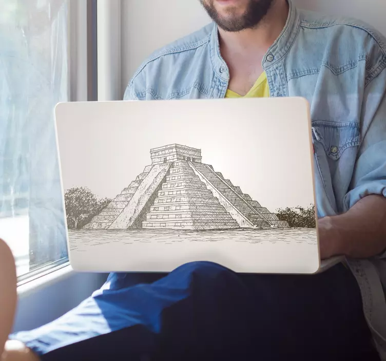 Chichen Itza pyramid laptop sticker - TenStickers