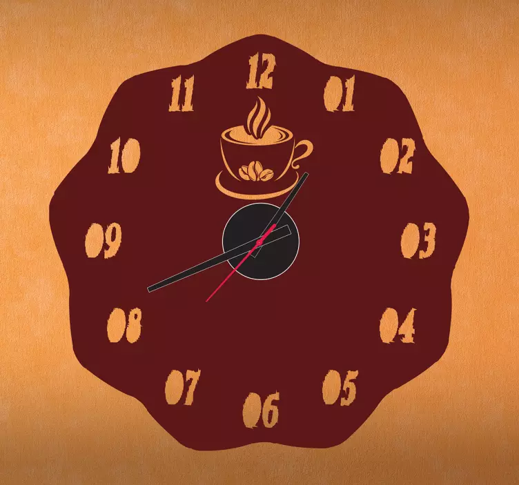 Coffee Clock Sticker for offices - TenStickers