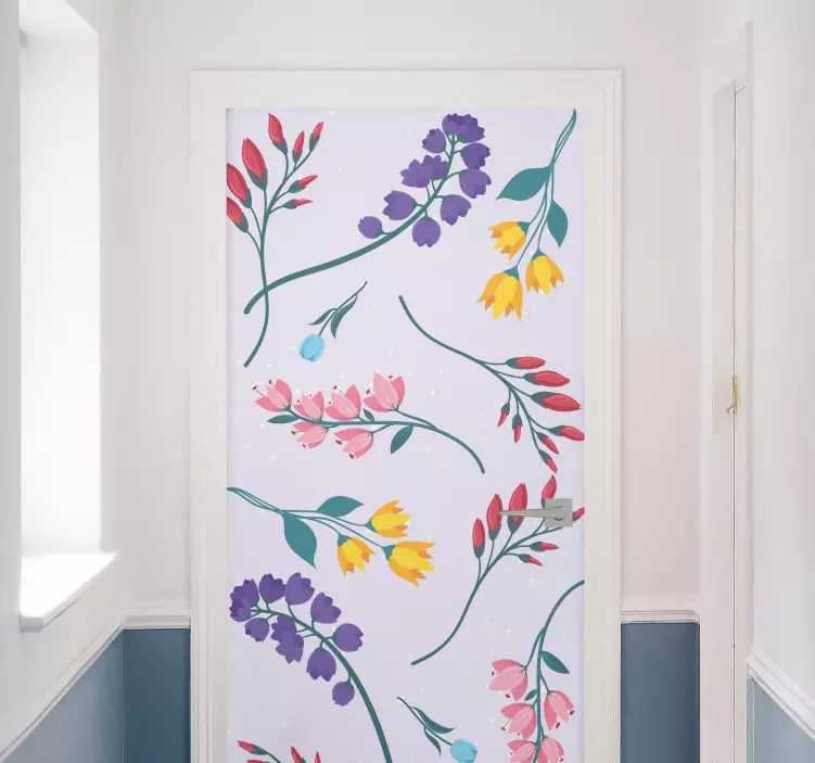 Colorful Floral Design door sticker - TenStickers