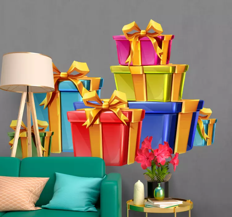 Christmas sticker colorful gift boxes - TenStickers