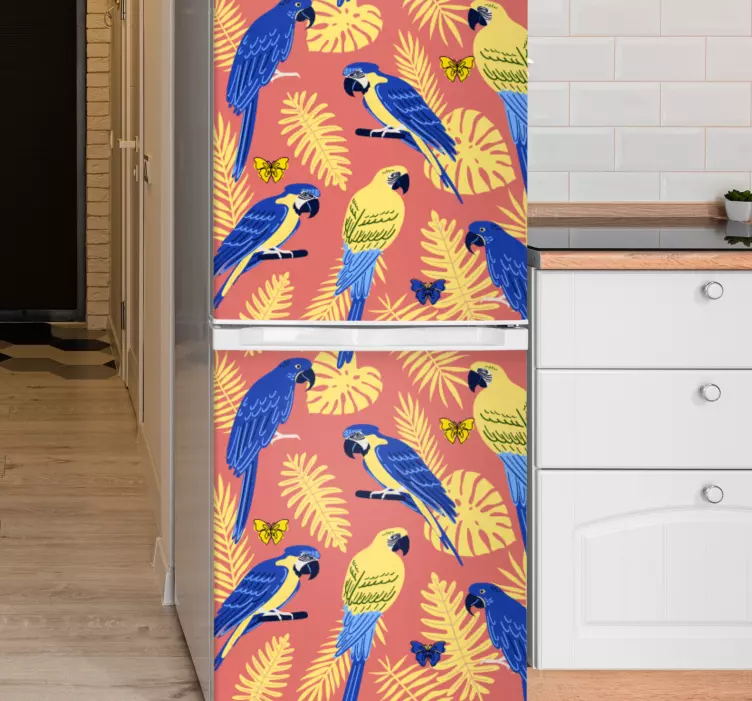 Colorful Parrot Patterns fridge sticker - TenStickers